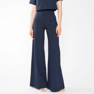 Ripley Rader - Navy Ponte Knit Wide Leg Pant - size 3 (M) / Navy